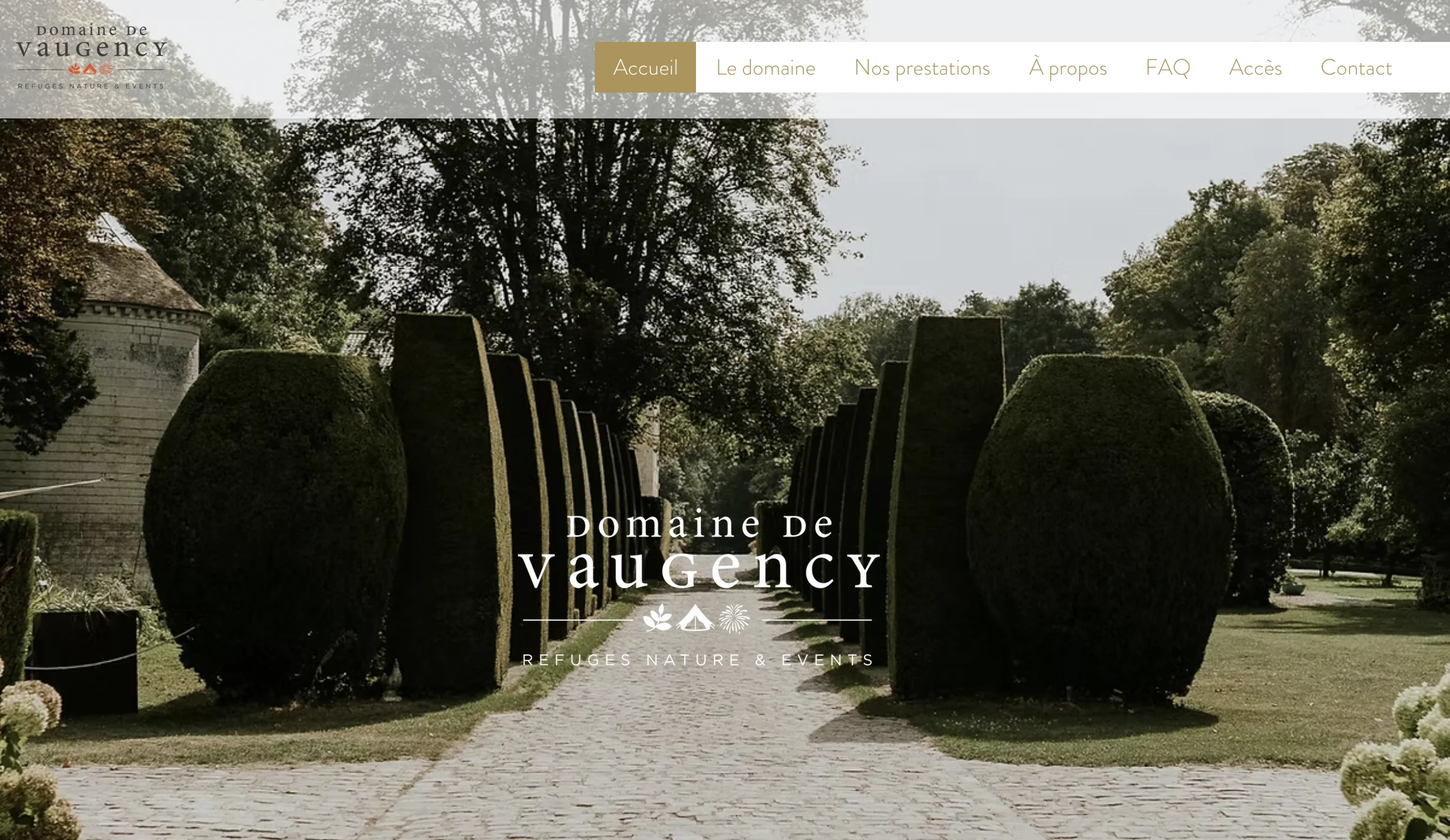 interface de la page d'accueil du site web du domaine de vaugency